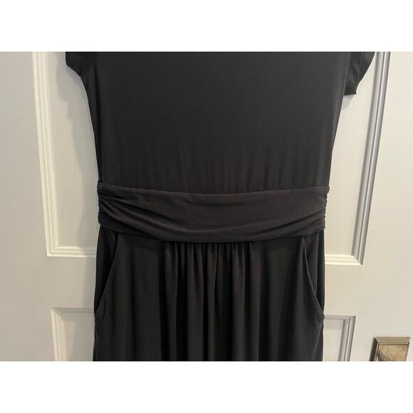 Quince Size M Medium Tencel Jersey Ruched Waist Dress Black Pockets - Picture 5 of 8